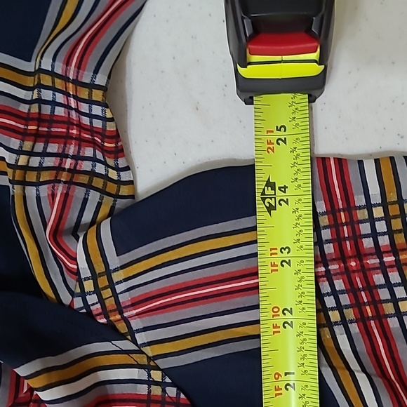 Crown & Ivy Colorful Plaid Semi Sheer Top with Ruffled neck size XL - Picture 6 of 8